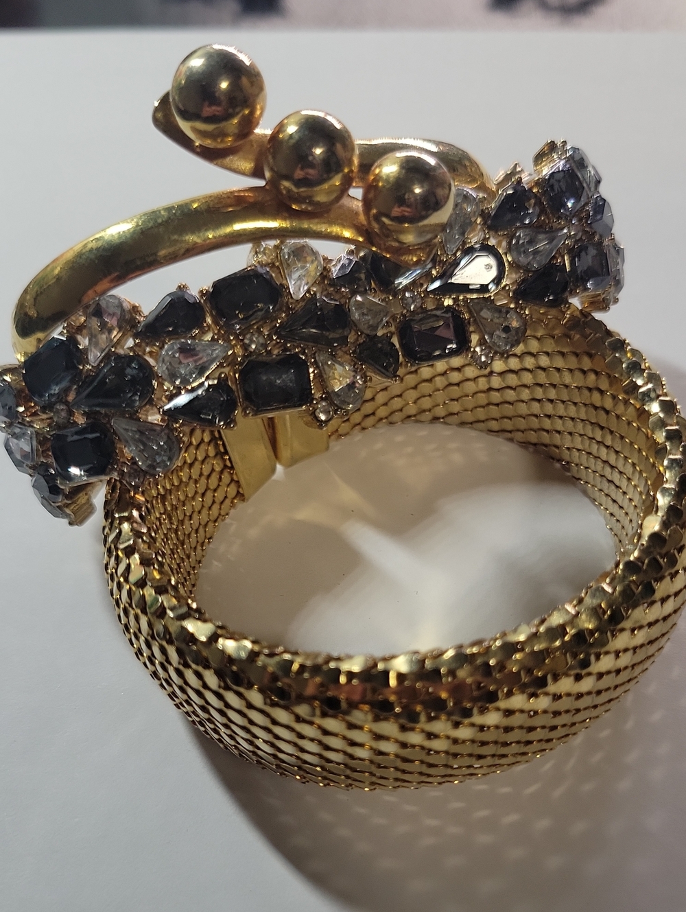 Gold Tone Crystal Mesh Cuff Bracelet - Women Jewelry Lot